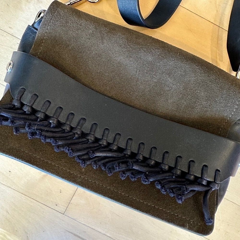 3.1 Phillip Lim Bianca Olive/Black fringed crossbody. CB220 - Picture 3 of 6